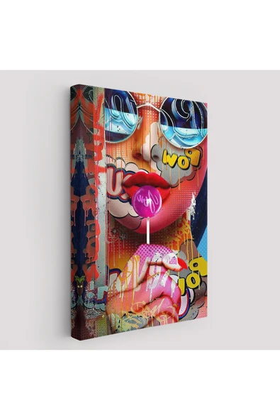 Trezon Pop Art Sokak Sanatı Renkli Kadın Dekoratif Duvar Tablosu-6107 ürün görseli 1
