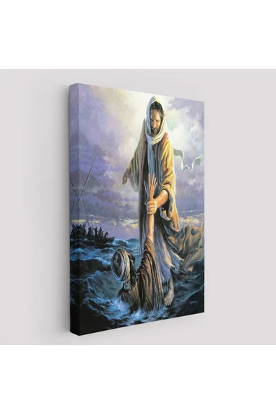 Trezon İsa Peteri Kurtarıyor Tablo, Hırıstıyan Hediyesi, Jesus Saving Peter-6092 ürün görseli 1