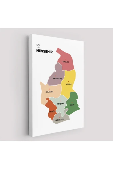Trezon Nevşehir İli ve İlçeler Haritası Dekoratif Kanvas Tablo 1428 ürün görseli 1