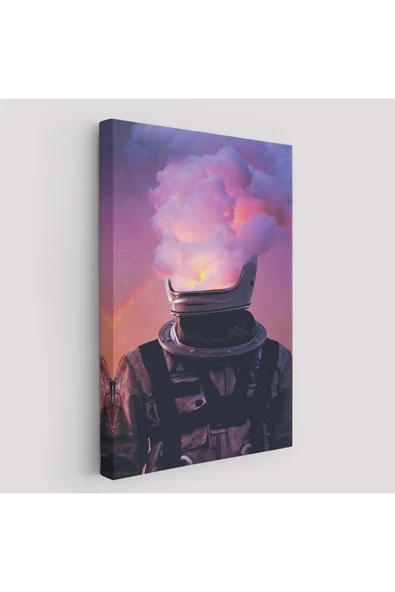 Trezon Beyni Yakılan Astronot Kanvas Tablo, Gerçeküstü Pop Art Kanvas Tablo-5214 ürün görseli 1