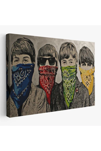 Trezon Bansky'nin Bandanalı Beatles Çocuklar İsimli Çalışması Kanvas Tablo-5011 ürün görseli 1