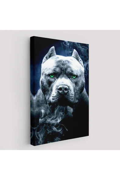 Trezon Pit Bull Yeşil Gözlü Amerikan Bully Köpek Kanvas Tablo-5259 ürün görseli 1