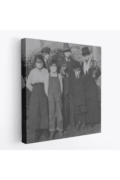 Trezon 1918 İspanyol Gribi Krizi, Maskeli Kedi, Kanvas Tablo-5328 ürün görseli 1