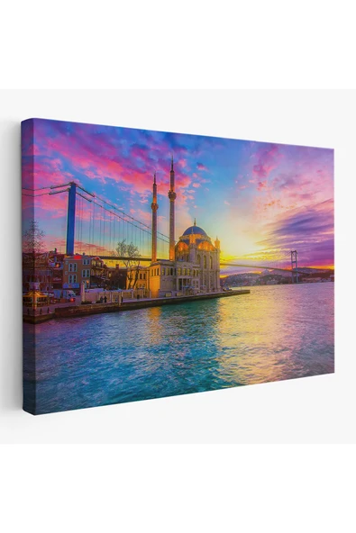 Trezon Ortaköy Camii ve Boğaziçi Köprüsü Manzarası Dekoratif Kanvas Tablo-6508 ürün görseli 1