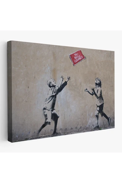 Trezon Banksy Stencil'in Top Oyunları Yok İsimli Eseri Kanvas Tablo-5006 ürün görseli 1