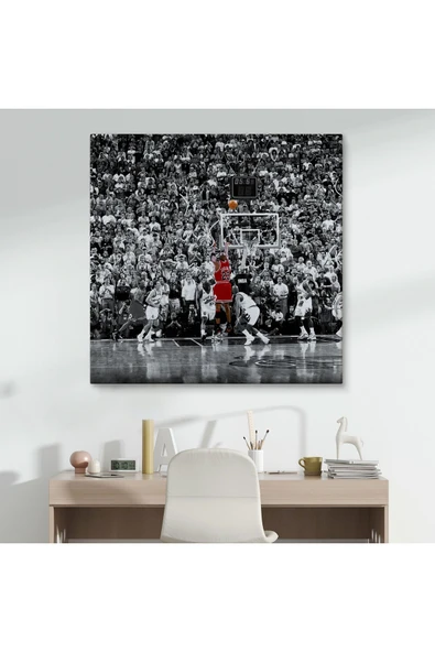 Trezon Michael Jordan Üçlük Şutu Kanvas Tablo-5171 - Resim 7