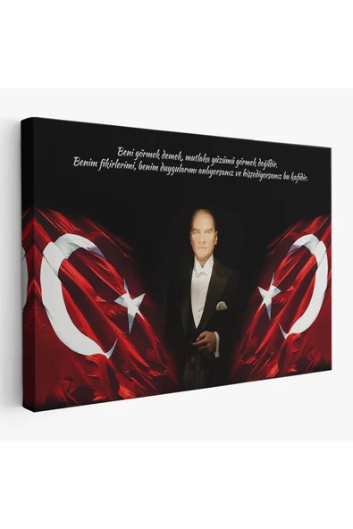 Trezon Beni Görmek Demek, Mutlaka Yüzümü Görmek Demek Değilidir Yazılı Atatürk Tablosu-5075 ürün görseli 1