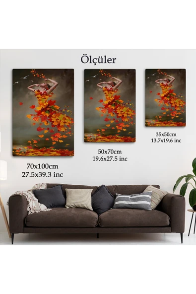 Trezon Yaprak Elbiseli Kadın Tablosu-6272 - Resim 5