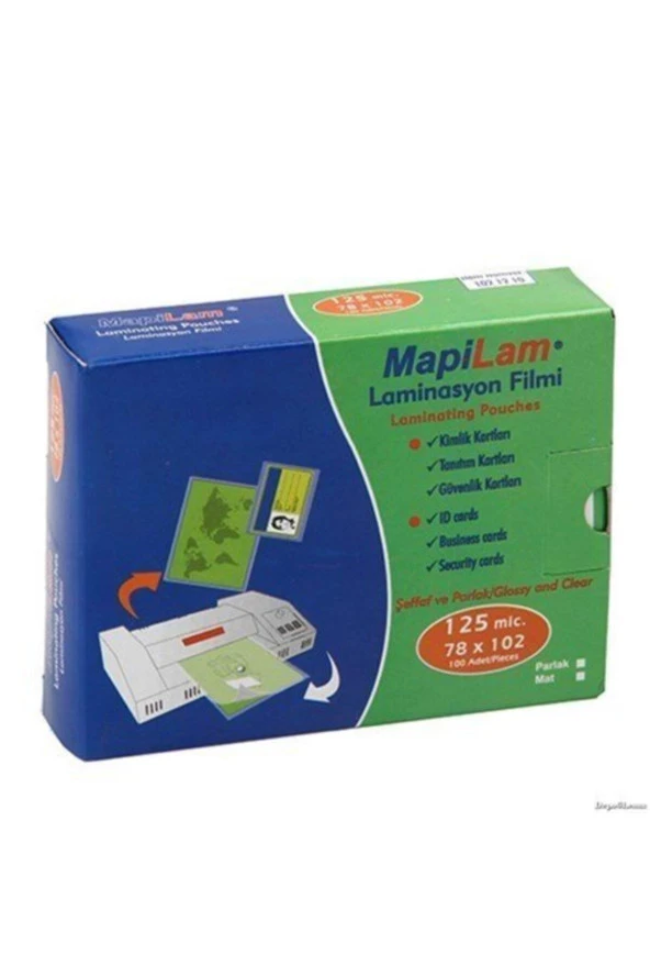 Mapi Laminasyon Filmi Parlak 78x 102 125 Micron (100 Lü Paket) ürün görseli 1
