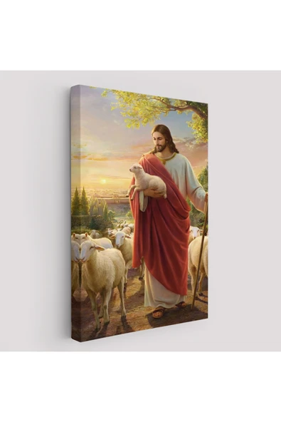 Trezon İsa Kuzu ile İsa Mesih Kayıp Kuzu Kanvas Tablo, Kilise Duvar Sanatı Süslemeleri-5218 ürün görseli 1