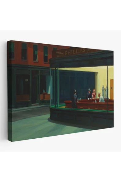 Trezon Edward Hopper'un Gecekuşları Eseri Kanvas Tablo-5158 ürün görseli 1