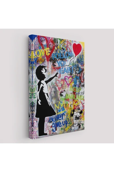 Trezon Renkli Balon Kız Sanatı, Banksy Kanvas Tablo-5317 ürün görseli 1