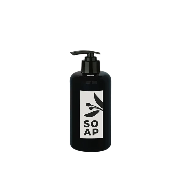 Sıvı Sabunluk Yuvarlak Plastik Pompalı 500 ML - Siyah ürün görseli 1