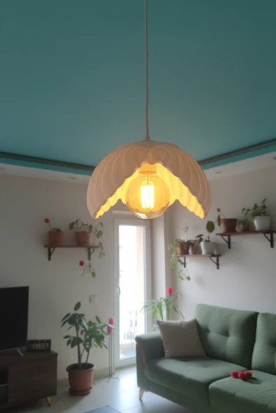 Trezon Beyaz Tekli Lotus Avize Salon Dayanıklı Plastik Dekoratif Sarkıt Aydınlatma Ayarlanabilir Kablo ürün görseli 1