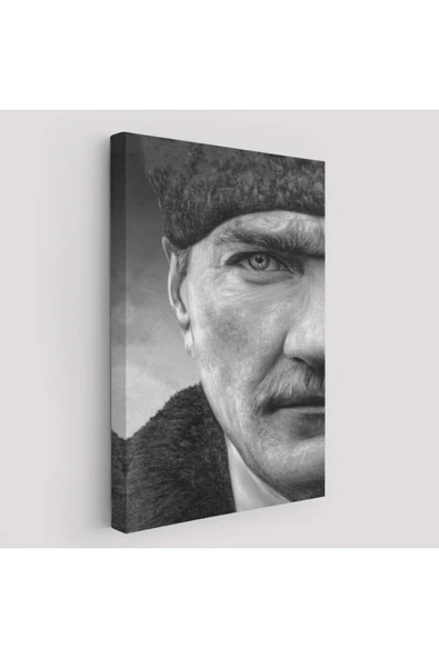 Trezon Mustafa Kemal Atatürk Siyah Beyaz Tablosu-6303 ürün görseli 1