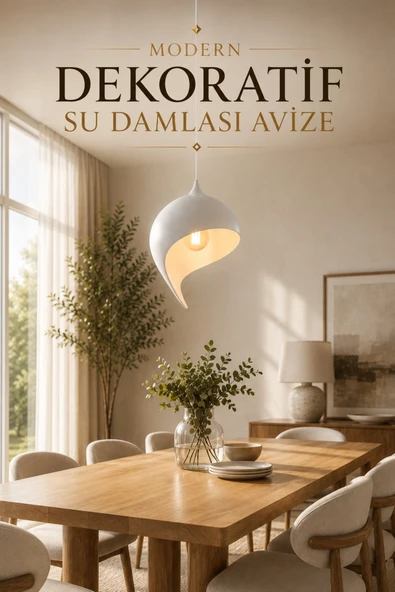 Trezon Modern Dekoratif Su Damlası Avize Beyaz LED Ampul Hediyeli ürün görseli 1