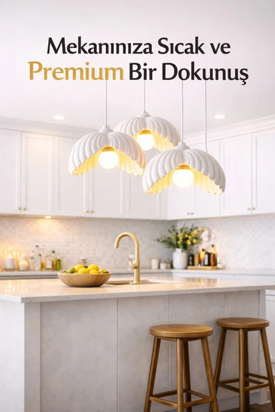 Trezon 3’lü Şapka Form Sarkıt Avize Modern Bohem Aydınlatma Mutfak Ada Üstü Salon ürün görseli 1