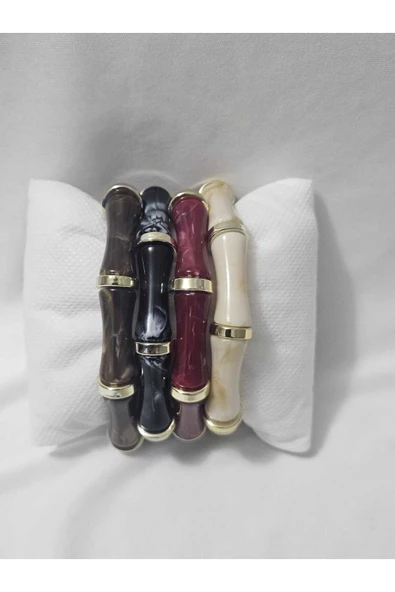 Symrna 14K KAPLAMA ÖZEL SERİ AKRİLİK TAŞ VINTAGE ESNEK BİLEKLİK ürün görseli 1