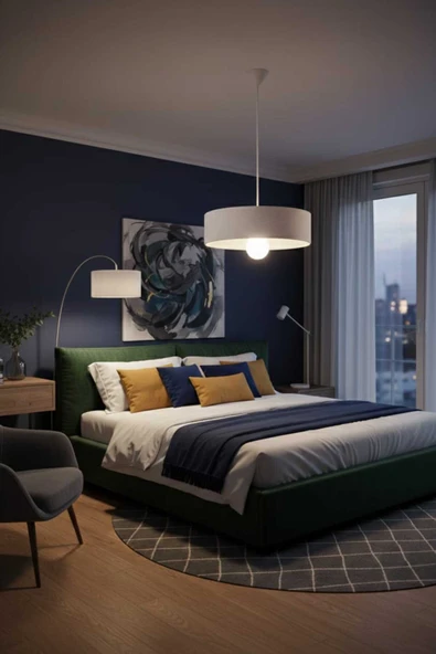 Trezon Oval Lüks Beton Görünümlü Modern Avize Vegan Toz Tutmayan Salon, Mutfak, Oturma Odası ürün görseli 1