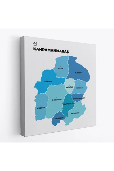 Trezon Kahramanmaraş İli ve İlçeler Haritası Dekoratif Kanvas Tablo 1372 ürün görseli 1