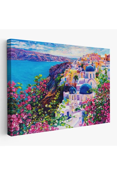 Trezon Santorini Yunanistan Güzel Bir Kızın Kavramsal Soyut Resmi-3754 ürün görseli 1