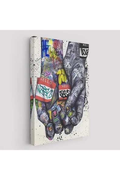 Trezon Banksy Tarzı Kanvas Duvar Sanatı, Graffiti El Duvar Posteri Kanvas Tablo-5311 ürün görseli 1
