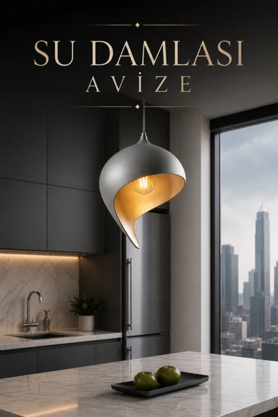 Trezon Modern Dekoratif Su Damlası Avize Beyaz LED Ampul Hediyeli ürün görseli 1