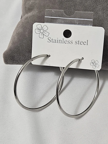 Symrna ÇELİK HALKA KÜPE 4 CM - Resim 2