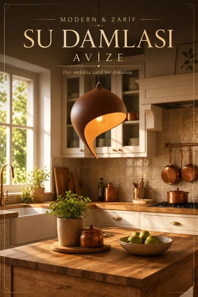 Trezon Modern Dekoratif Su Damlası Avize Beyaz LED Ampul Hediyeli ürün görseli 1