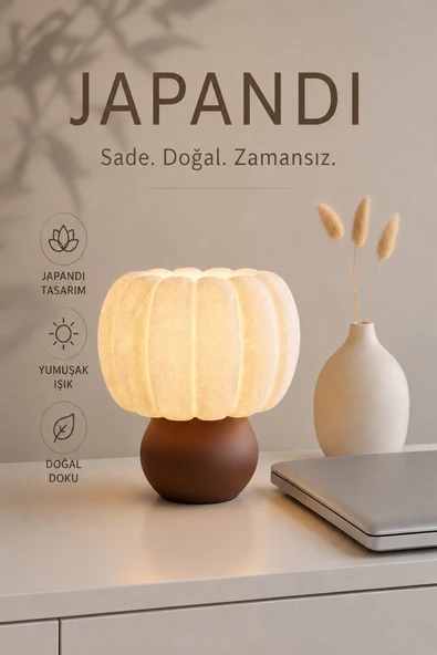 Trezon Modern Japandi Masa Lambası Minimal Dekoratif Aydınlatma 23 x 23 cm ürün görseli 1