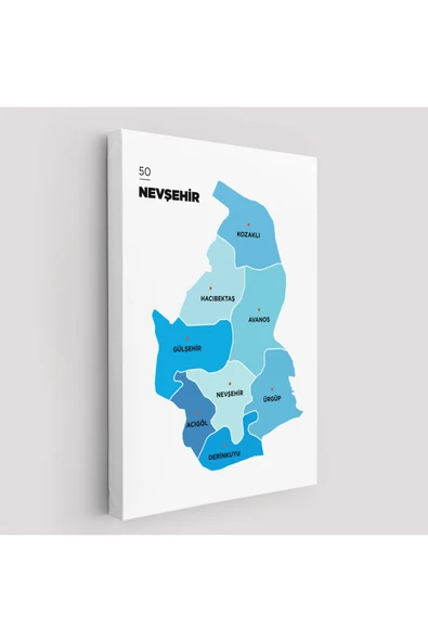 Trezon Nevşehir İli ve İlçeler Haritası Dekoratif Kanvas Tablo 1429 ürün görseli 1