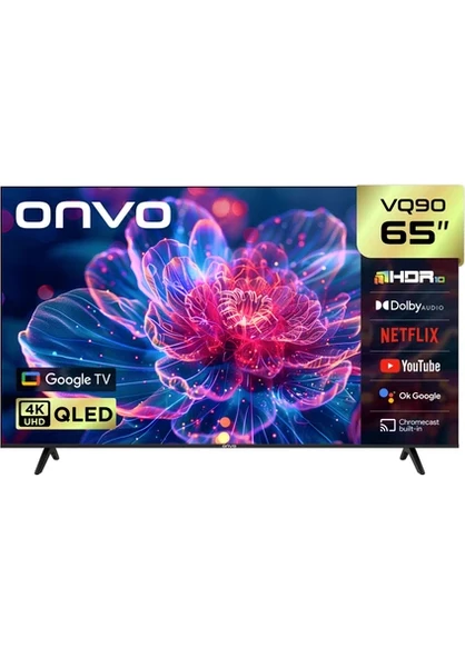 Onvo 65VQ90F3UA 65'' 165 Ekran Uydu Alıcılı 4K Ultra HD Google Smart QLED TV ürün görseli 1