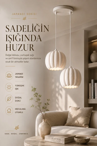 Trezon Japandi İkili Sarkıt Avize Minimal Modern Tavan Aydınlatması ürün görseli 1