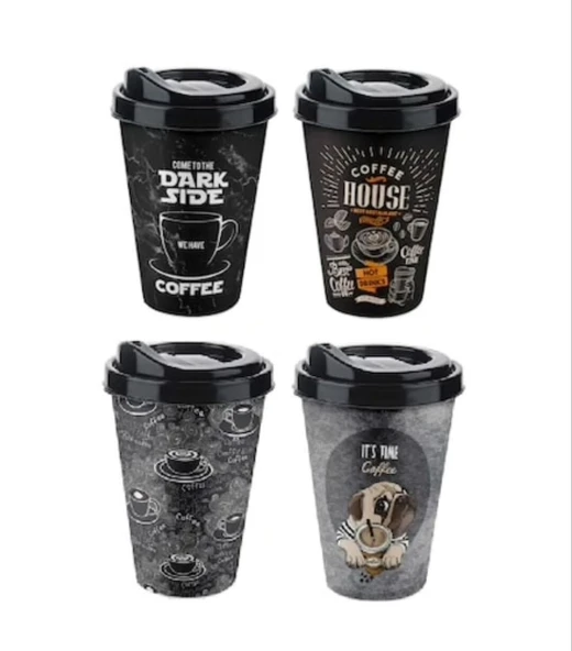 Kahve Bardağı - Kapaklı Desenli 650ML ürün görseli 1