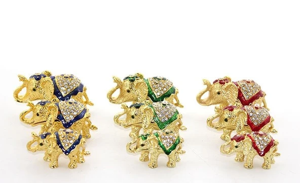 Swarovski Taşlı 3'lü Fil Figürü Model 1 ürün görseli 1