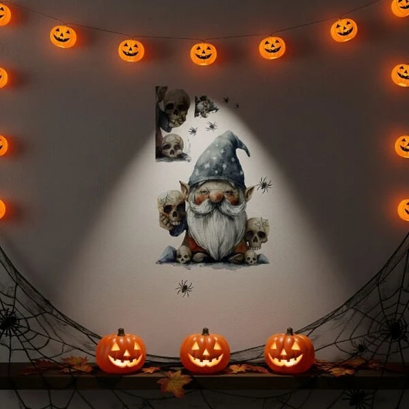 Gotik Cüce ve Kafatası Halloween Duvar Sticker Seti ürün görseli 1