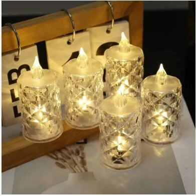 Led Mum Şeffaf Kristal LED Mum Pilli Alevsiz Çay Mumu Düğün Doğum Günü Ortam Işığı Mini ürün görseli 1
