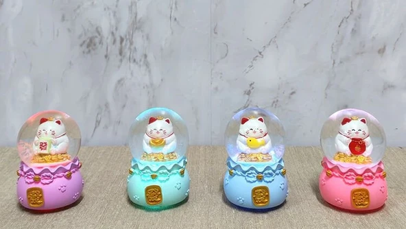 Şans Kedisi Işıklı Kar Küresi ürün görseli 1