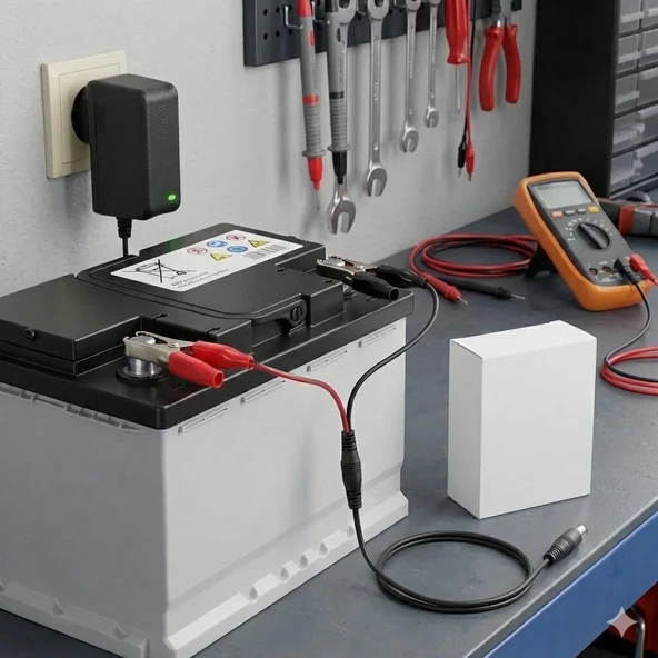 Akü Şarj Cihazı 12V 1.2A 14.4W Krokodil Uç Akü Şarj Adaptörü ürün görseli 1