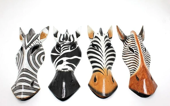 Ahşap Duvara Asmalı 30 cm Zebra Maske ürün görseli 1