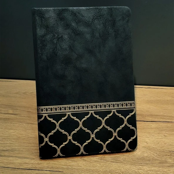 Gold İşlemeli Siyah Deri Defter ürün görseli 1
