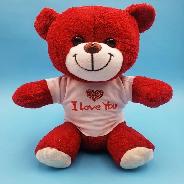 Kırmızı I Love You Tişörtlü Peluş Ayıcık ürün görseli 1