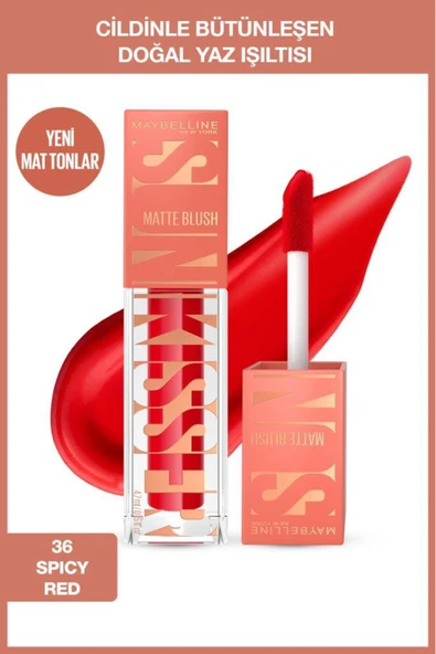 MAYBELLİNE NEW YORK Sunkisser Hazy Matte Likit Allık - 36 Spicy Red ürün görseli 1