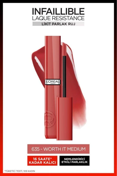 L'OREAL PARİS Infaillible Laque Resistance Likit Parlak Ruj - 635 Worth It Medium ürün görseli 1