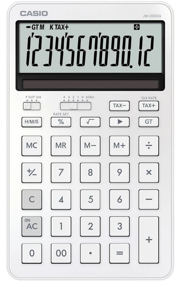 Casio JW-200DQ-WE 12 Hane İpeksi Beyaz Masa Üstü Hesap Makinesi ürün görseli 1