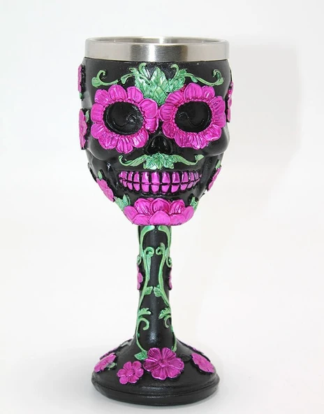 Day Of The Dead Şeker Kurukafa Tasarımlı 3D Çelik Kadeh Bardak ürün görseli 1