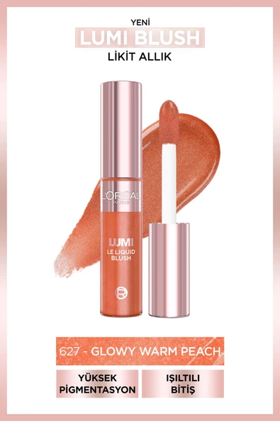 L'OREAL PARİS L’Oréal Paris Lumi Blush Likit Allık - 627 Glowy Warm Peach ürün görseli 1