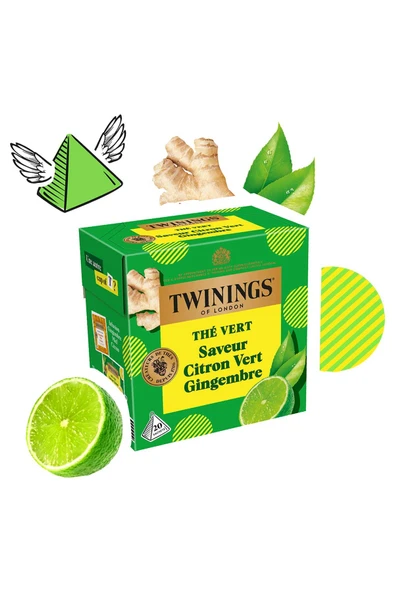 Twinings Misket Limonu ve Zencefil Aromalı Yeşil Çay 20 Bardak Poşet ürün görseli 1