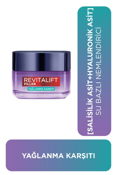 L'OREAL PARİS Revitalift Filler Yağlanma Karşıtı Su Bazlı Nemlendirici Jel Krem - Salisilik Asit & Hyaluronik Asit ürün görseli 1