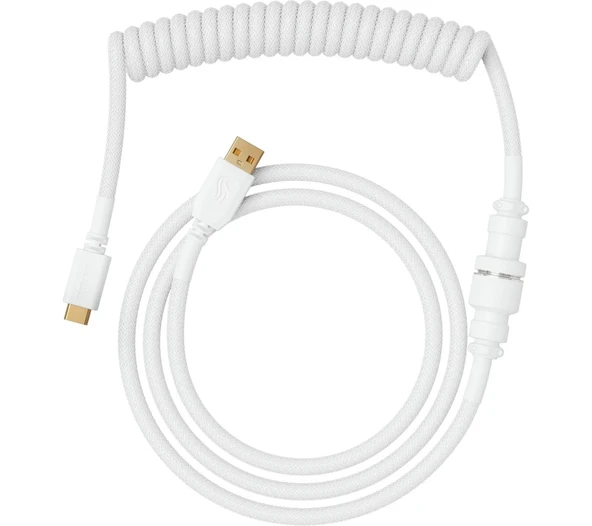 Sarmal Klavye Kablosu – Mekanik Oyun Klavyesi Için El Yapımı Örgülü Sarmal Usb-C Kablosu – Özel Klavye Kablosu (Beyaz) ürün görseli 1
